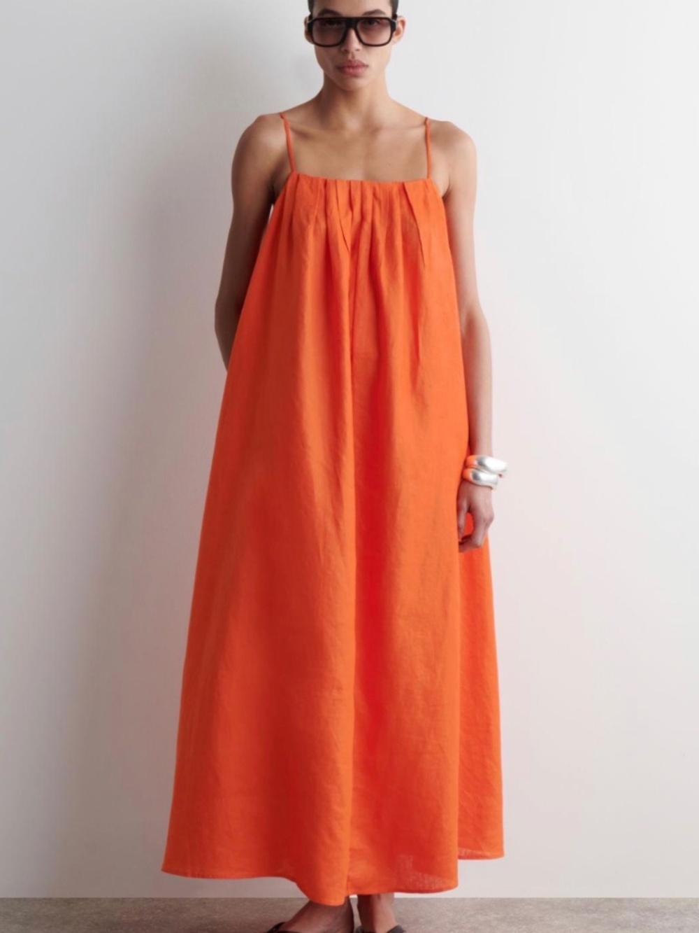 COS PLEATED LINEN MAXI DRESS